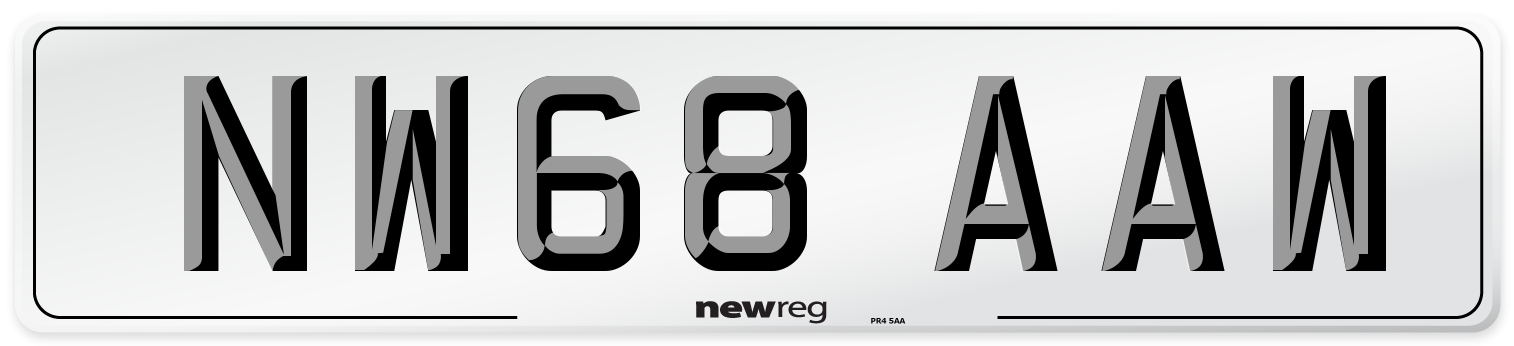 NW68 AAW Number Plate from New Reg